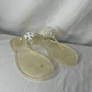 Tory Burch Mini Miller Thong Sandals Size 8 Jelly Flip Flops Travel Cruise Beach